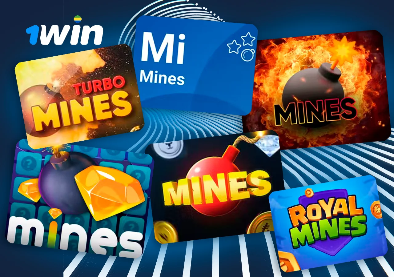 Six couvertures de différents jeux de casino en ligne populaires sur le thème des mines sont représentées.
